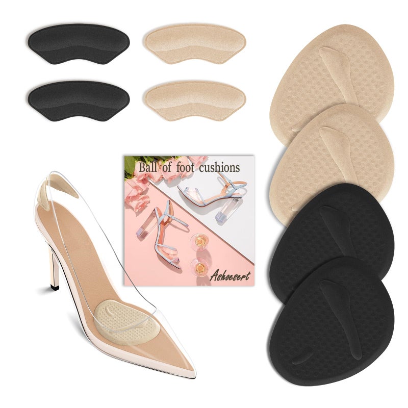 Ashoesert Metatasral Pads Ball of Foot Cushions  Heel Inserts for Women Shoes Relieve Foot Pian Heel Grips Liners Shoe Pads for Loose Shoe  Blisters - Image 1